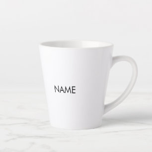 Tasse Latte Personnaliser avec nom, texte minimaliste noir bla