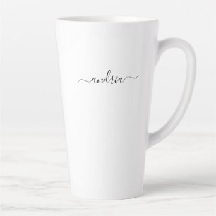 Tasse Latte Personnaliser le nom en écriture noire