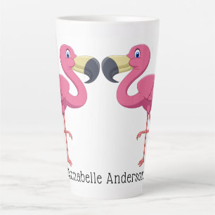 Tasse Latte Personnaliser les Flamants roses de dessin animé