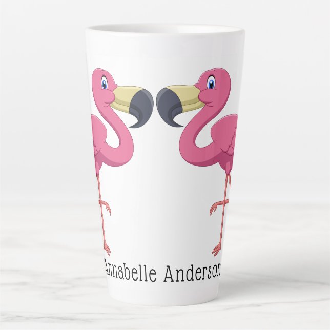 Tasse Latte Personnaliser les Flamants roses de dessin animé (Devant)