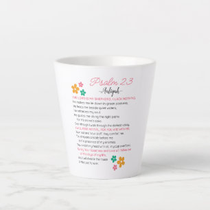 Tasse Latte Personnaliser Psaume 23-NIV Bible Scripture Fleurs