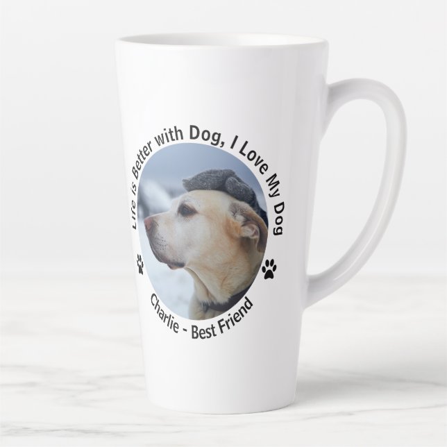 Tasse Latte Personnalisez votre propre photo d'animal de compa (Droite)