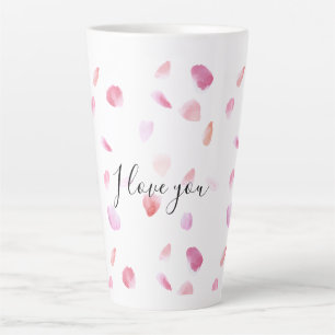 Tasse Latte Pétales de Rose Florales Rose Pêche Romantique