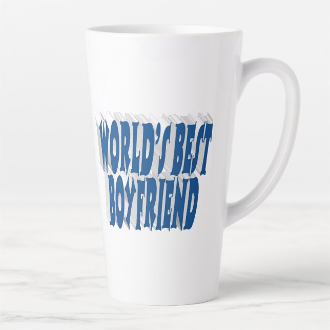 Tasse Latte Petit ami avec texte bleu mer  (Droite)