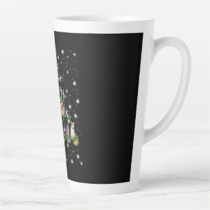 Tasse Latte Petit Arbre De Noël Cat Couvert De Flamme De Flam