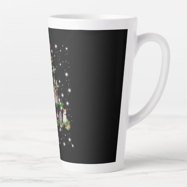 Tasse Latte Petit Arbre De Noël Cat Couvert De Flamme De Flamm (Droite)
