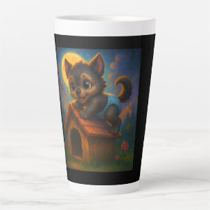 Tasse Latte Petit Bébé Werewolf sur Dog House Imaginaire Art