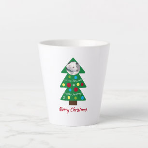 Tasse Latte Petit Chien blanc Coloré Arbre de Noël Ajouter pho