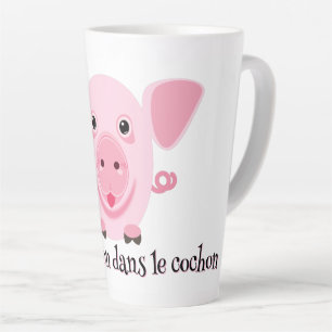 Tasse Latte Petit cochon rose heureux mignon