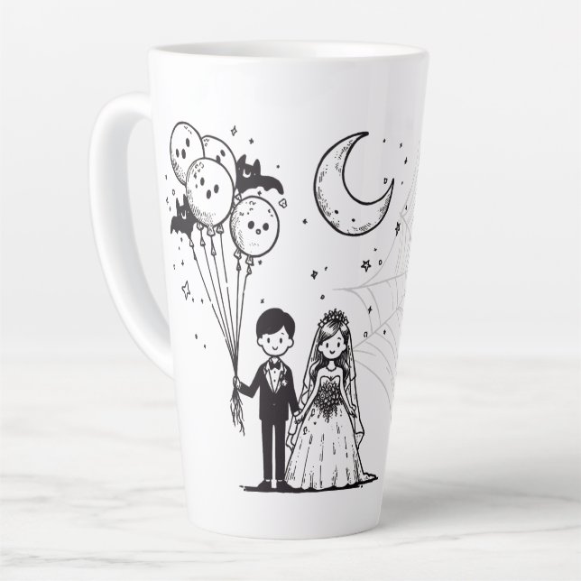 Tasse Latte Petit Couple Effrayant (Angle gauche)