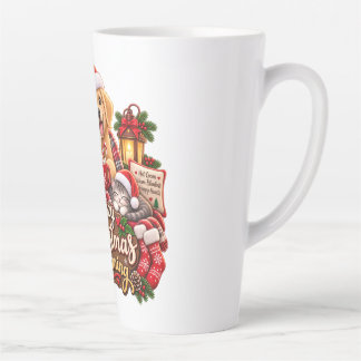 Tasse Latte Petit déjeuner de Noël cosy Golden Retriever & Cha