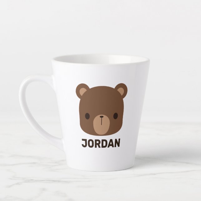 Tasse Latte Petit ours Brown mignon avec nom personnalisé (Gauche)