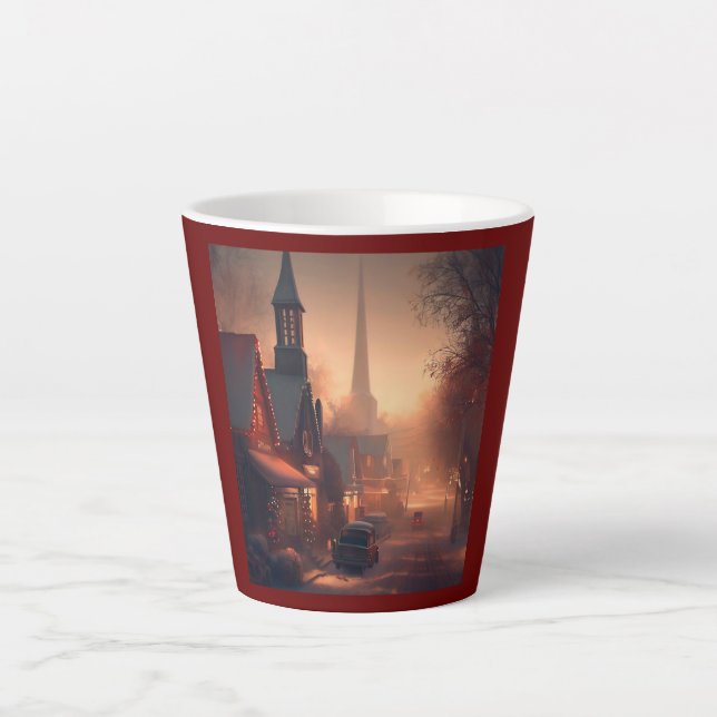 Tasse Latte Petite ville de Noël 4 (Devant)