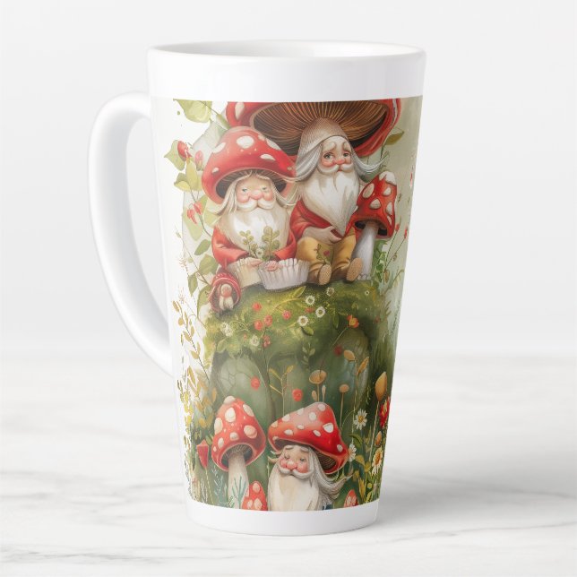 Tasse Latte Petits Gnomes & Tabourets Art numérique (Angle gauche)