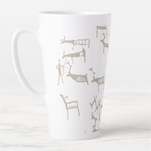 Tasse Latte Pétroglyphe de roche Chasse ancienne au cerf europ