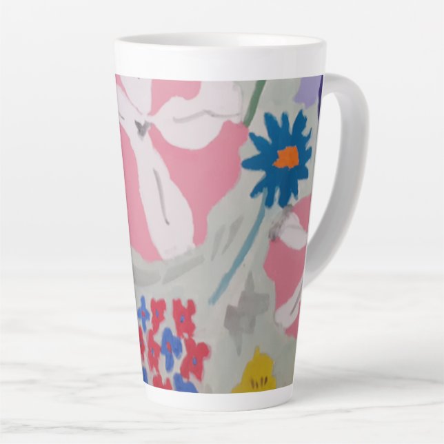 Tasse Latte Pétunias et fleurs d'été (Angle droit)