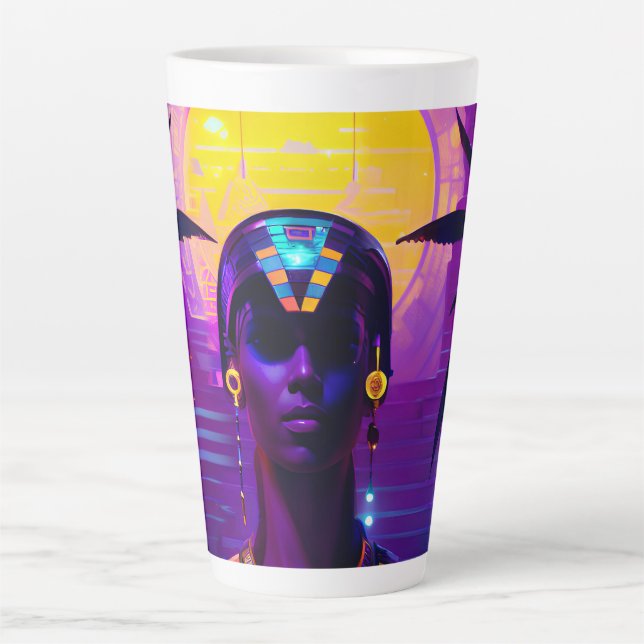 Tasse Latte Pharaon Synthwave (Devant)