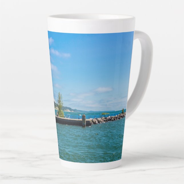 Tasse Latte Phare de Holland Harbour (Angle droit)