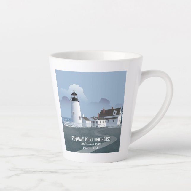 Tasse Latte Phare de Pemaquid Point (Droite)
