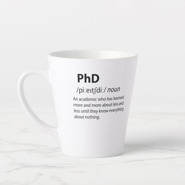 Tasse Latte PhD Drôle Dictionnaire Définition (Gauche)