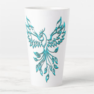 Tasse Latte Phénix bleu sarcelle s'élève