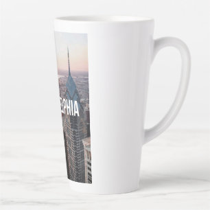 Tasse Latte Philadelphie Skyline Vue aérienne Typographie Urba