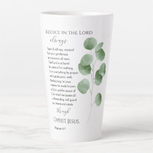 Tasse Latte Philippiens 4:4-7 Verset biblique de feuilles d'eu