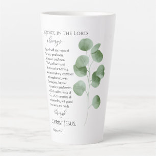Tasse Latte Philippiens 4:4-7 Versets bibliques Eucalyptus Feu