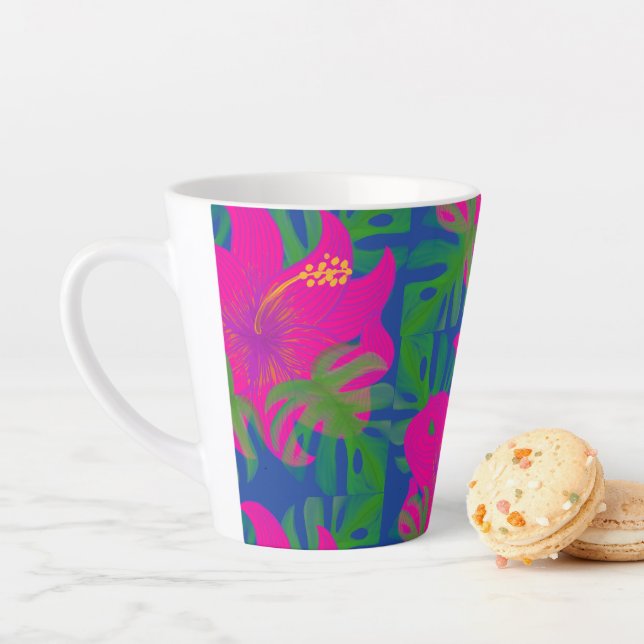 Tasse Latte Philodendron Hibiscus Tropical Tropical  (En situation)