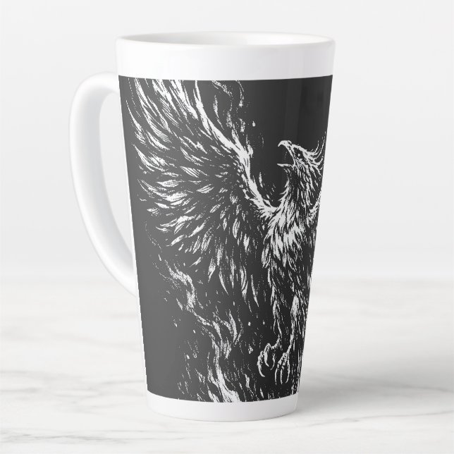 Tasse Latte Phoenix renaissant des flammes par BurnsInHell (Angle gauche)