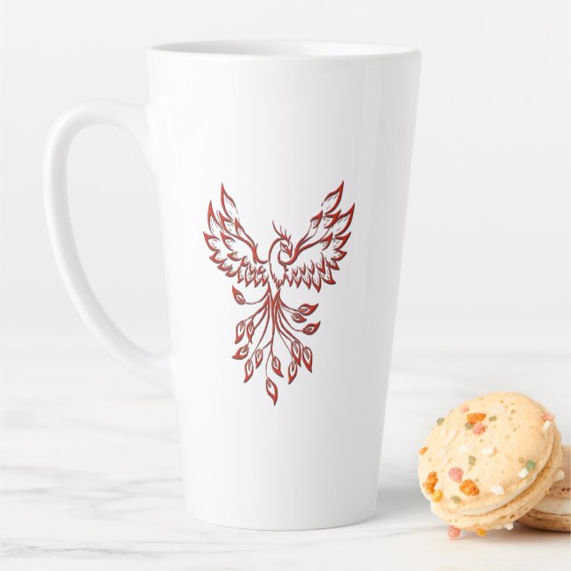 Tasse Latte Phoenix rouge feu (En situation)