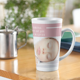 Tasse Latte Photo Bébé Fancy Cute   Rose et blanc   Devis