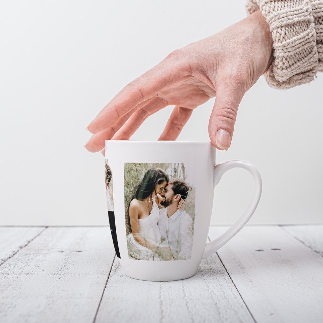 Tasse Latte Photo Collage Couple | Cadeau Valentine (Créateur téléchargé)