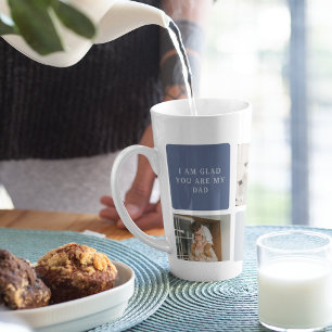 Tasse Latte Photo Collage moderne & Bleu Happy Fête des pères