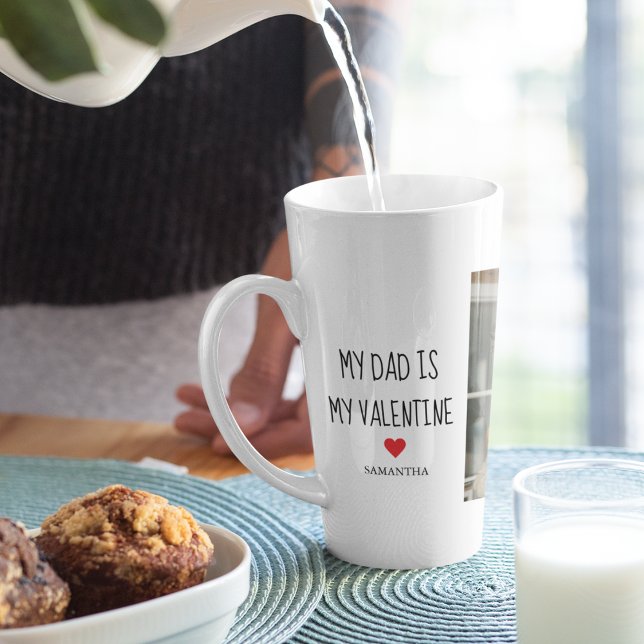 Tasse Latte Photo Collage | Mon père est mon cadeau Valentine (Créateur téléchargé)