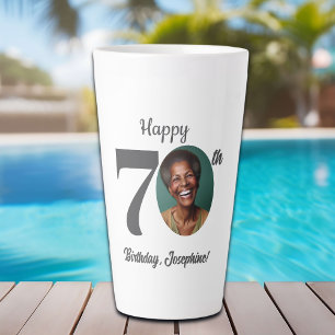 Tasse Latte Photo d'anniversaire 70 ans audacieux