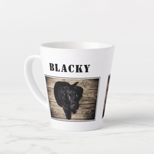 Tasse Latte Photo de chien mignon et nom (Angle gauche)