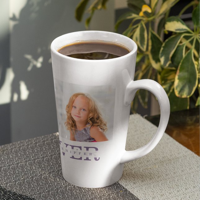 Tasse Latte Photo de collage moderne Meilleure mère Ever Purpl (Créateur téléchargé)
