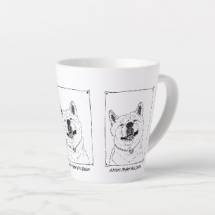 Tasse Latte photo de drôle mignon chien souriant akita