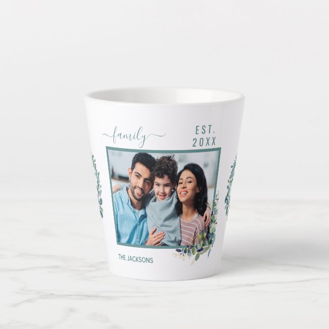 Tasse Latte Photo de famille eucalyptus vert nom blanc (Devant)