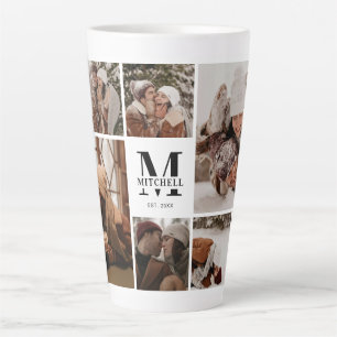 Tasse Latte Photo de famille moderne noir et blanc Collage de 
