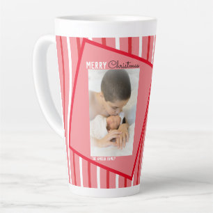 Tasse Latte Photo de Noël arc-en-ciel au poivre rose