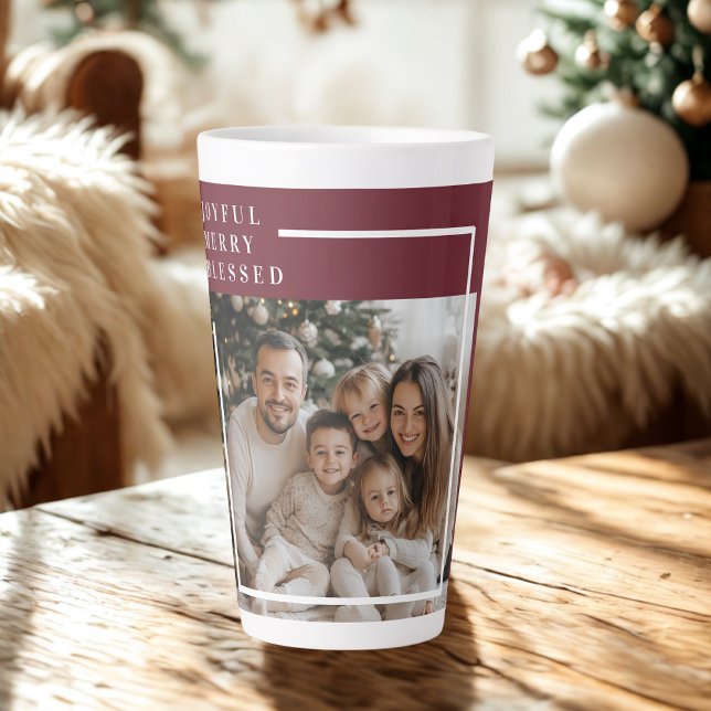 Tasse Latte Photo de Noël Joyeux et Bénit  (Créateur téléchargé)