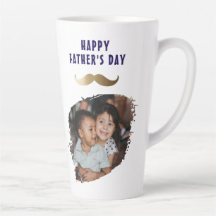 Tasse Latte Photo drôle simple moustache Bonne fête des pères