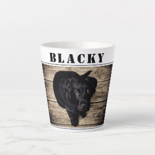 Tasse Latte Photo et nom du chien noir mignon
