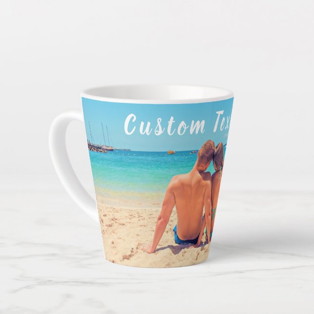 Tasse Latte Photo et texte personnalisés - Votre propre design (Angle gauche)