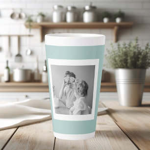 Tasse Latte Photo Famille Moderne Mint Simple Lovely Cadeau
