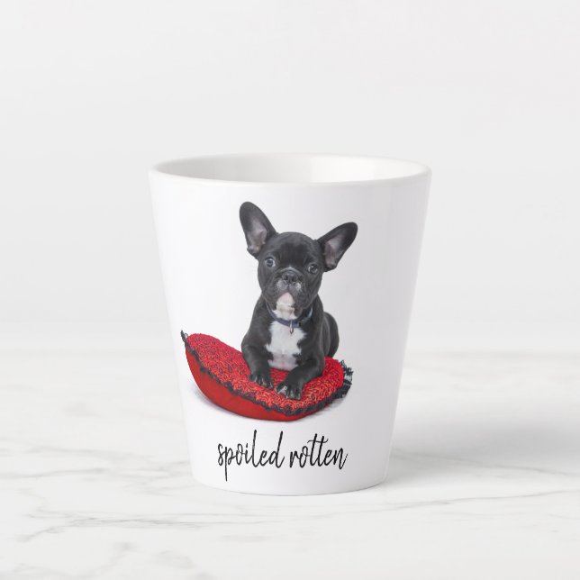 Tasse Latte Photo personnalisée Chien taché (Devant)