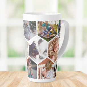 Tasse Latte Photos personnalisées de la famille des peigne de