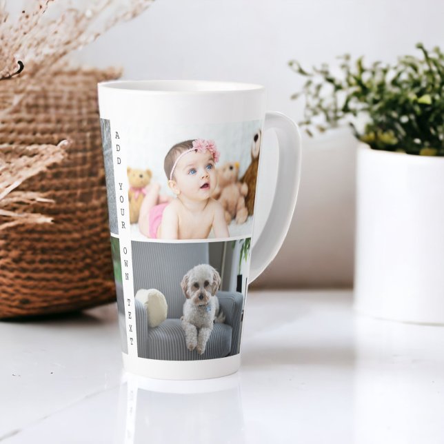 Tasse Latte Photos personnalisées et texte (Personalized Photos and Text Latte Mug from Ricaso. Customize with your photographs and text)